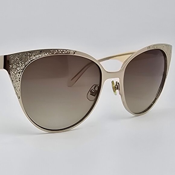 Kate Spade Marietta Gold Glitter Peach Frame Brown Gradient Cat Eye Sunglasses - Picture 6 of 12